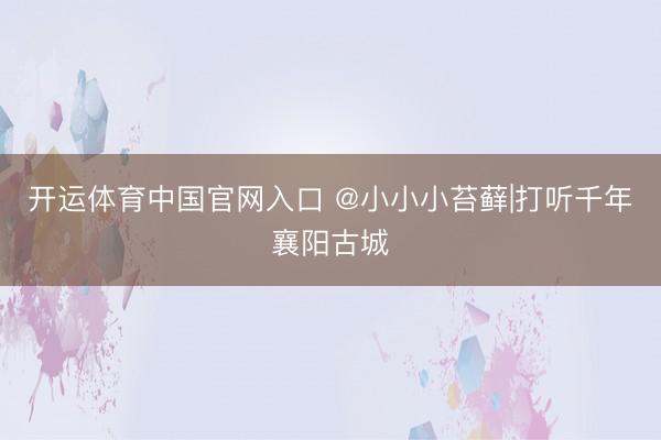 开运体育中国官网入口 @小小小苔藓|打听千年襄阳古城