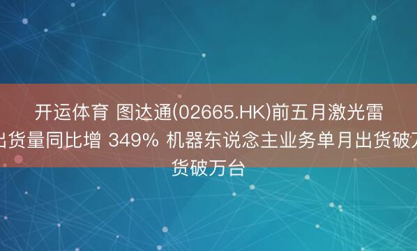 开运体育 图达通(02665.HK)前五月激光雷达出货量同比增 349% 机器东说念主业务单月出货破万台