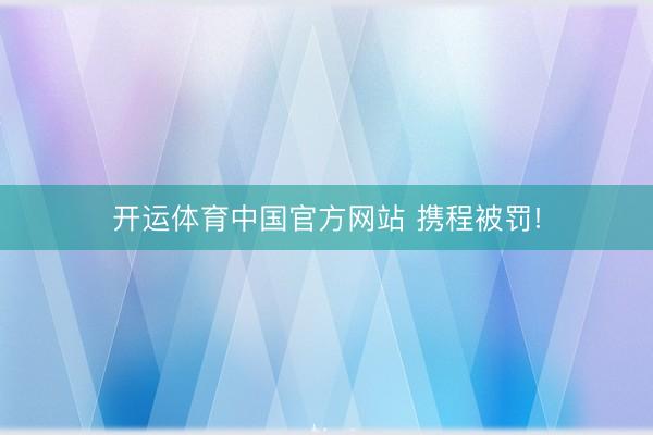 开运体育中国官方网站 携程被罚!